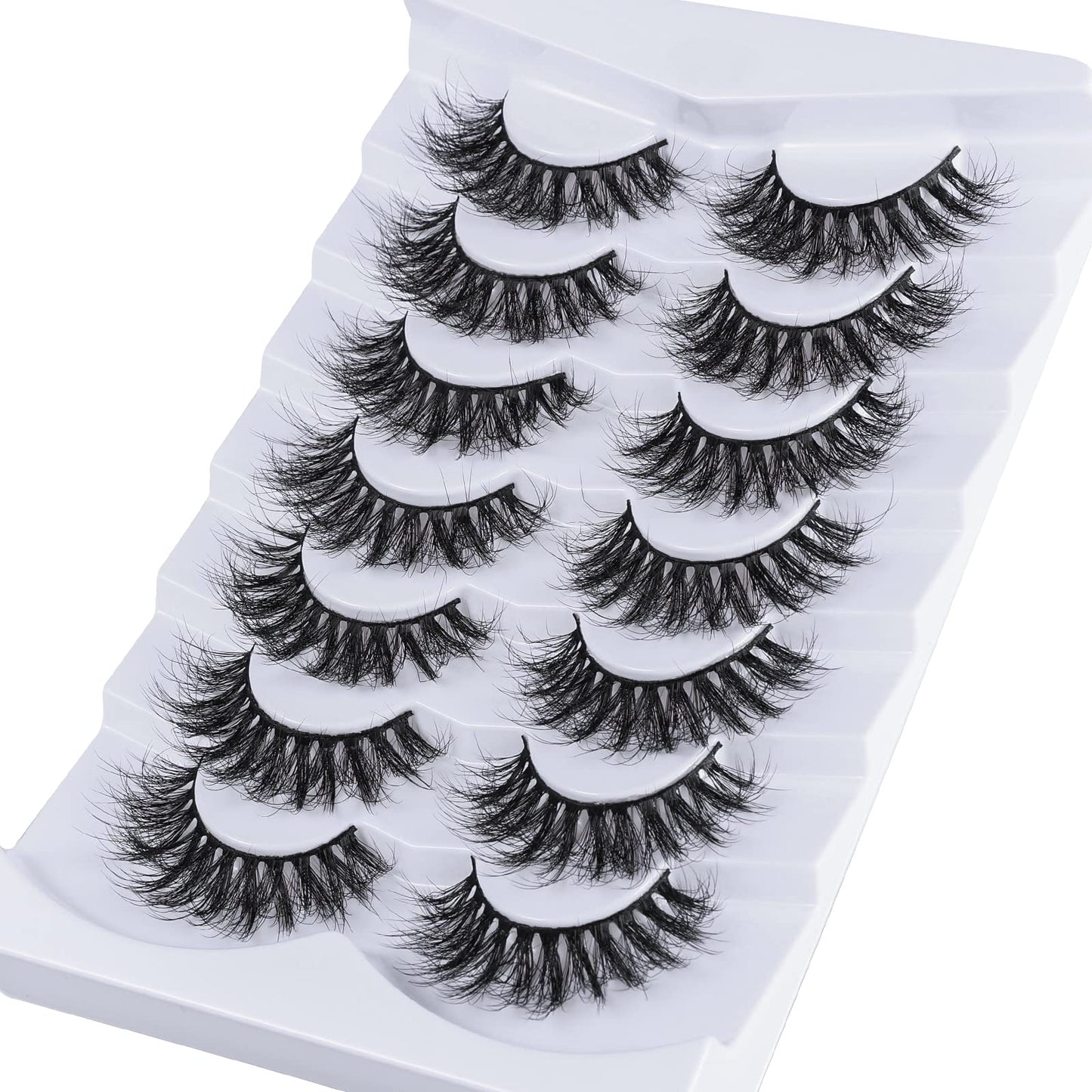 Mebver False Lashes Fake Eyelashes Cat Eye Lashes Faux Mink Lashes Natural Look 8D Fluffy Wispy Lashes That Look Like Extensions Pestañas Postizas D Beauty & Personal Care Mebver