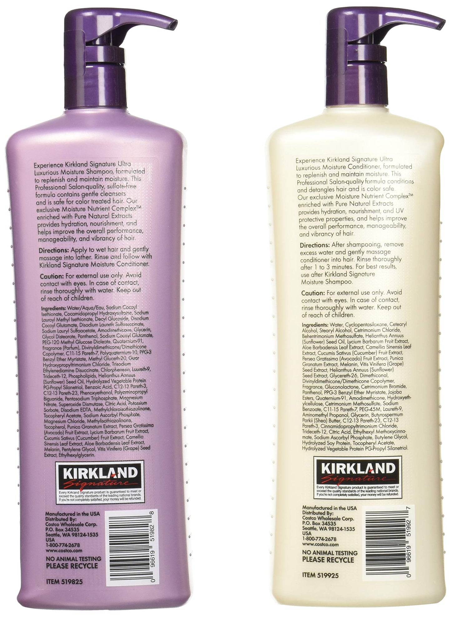 Salon Formula Moisture Shampoo 33.8 Oz & Conditioner 33.8 Oz Beauty & Personal Care KIRKLAND
