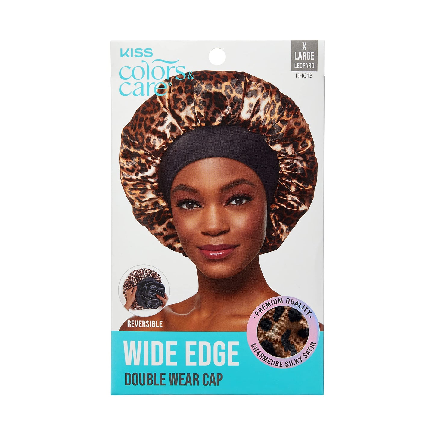 KISS Colors & Care Silky Satin Wide Edge Double Wear Cap XL,Leopard,Double Sided Reversible Design,Protects styles & Retains Beauty and Personal Care KISS COLORS & CARE