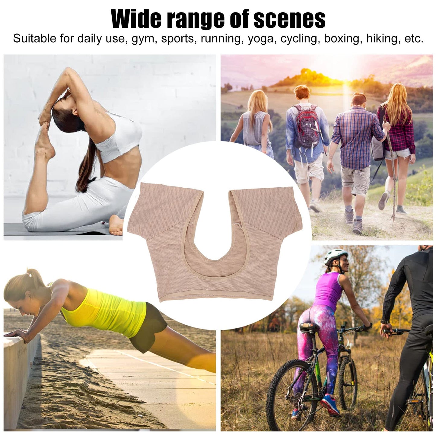 Underarm Sweat Guard Underwear Sweat Vest Short Sleeve Reusable Armpit for Women Girls Skin Color (L) Beauty and Personal Care FILFEEL