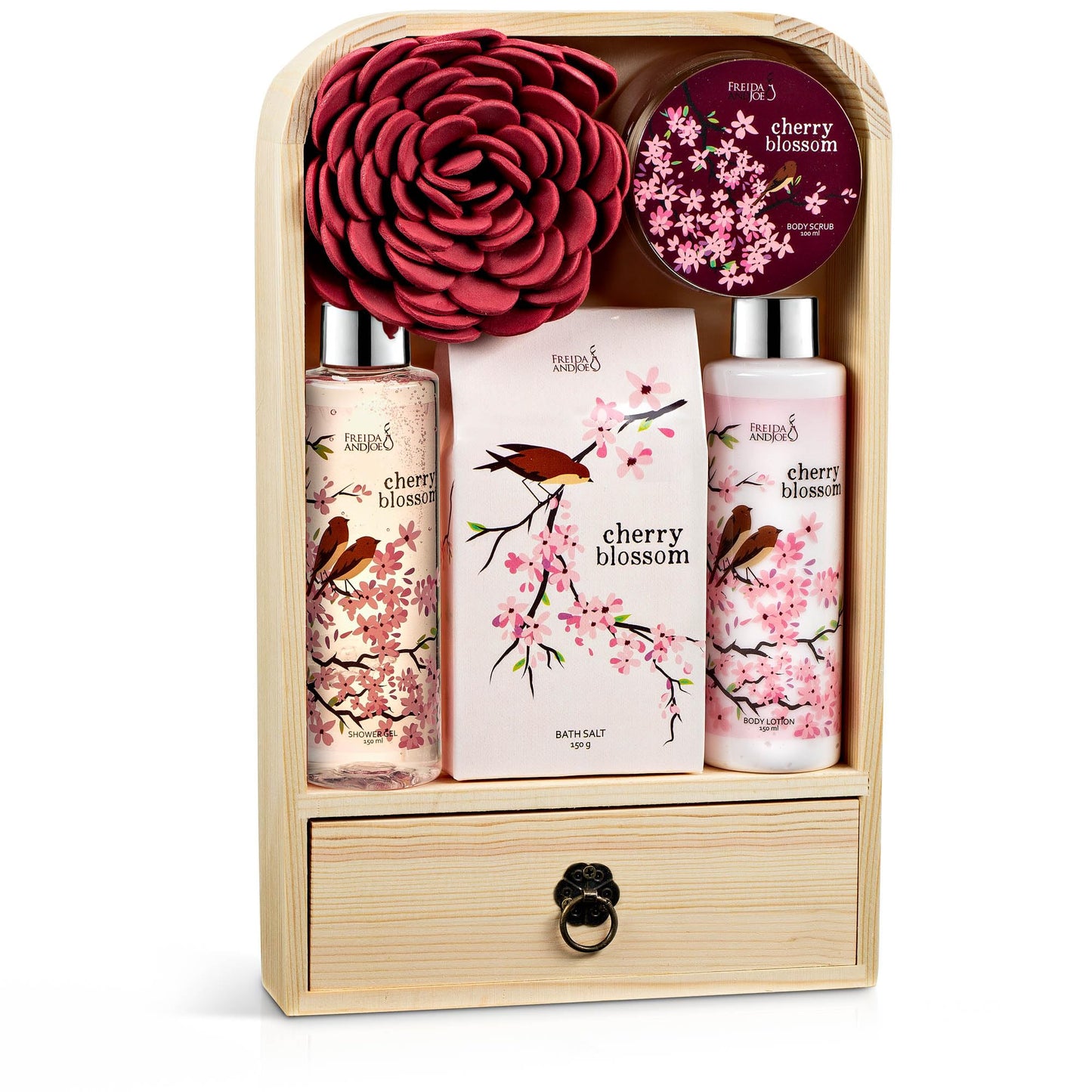 Spa Gift Set Bath & Body Basket for Women & Men, Cherry Blossom Beauty and Personal Care Freida and Joe