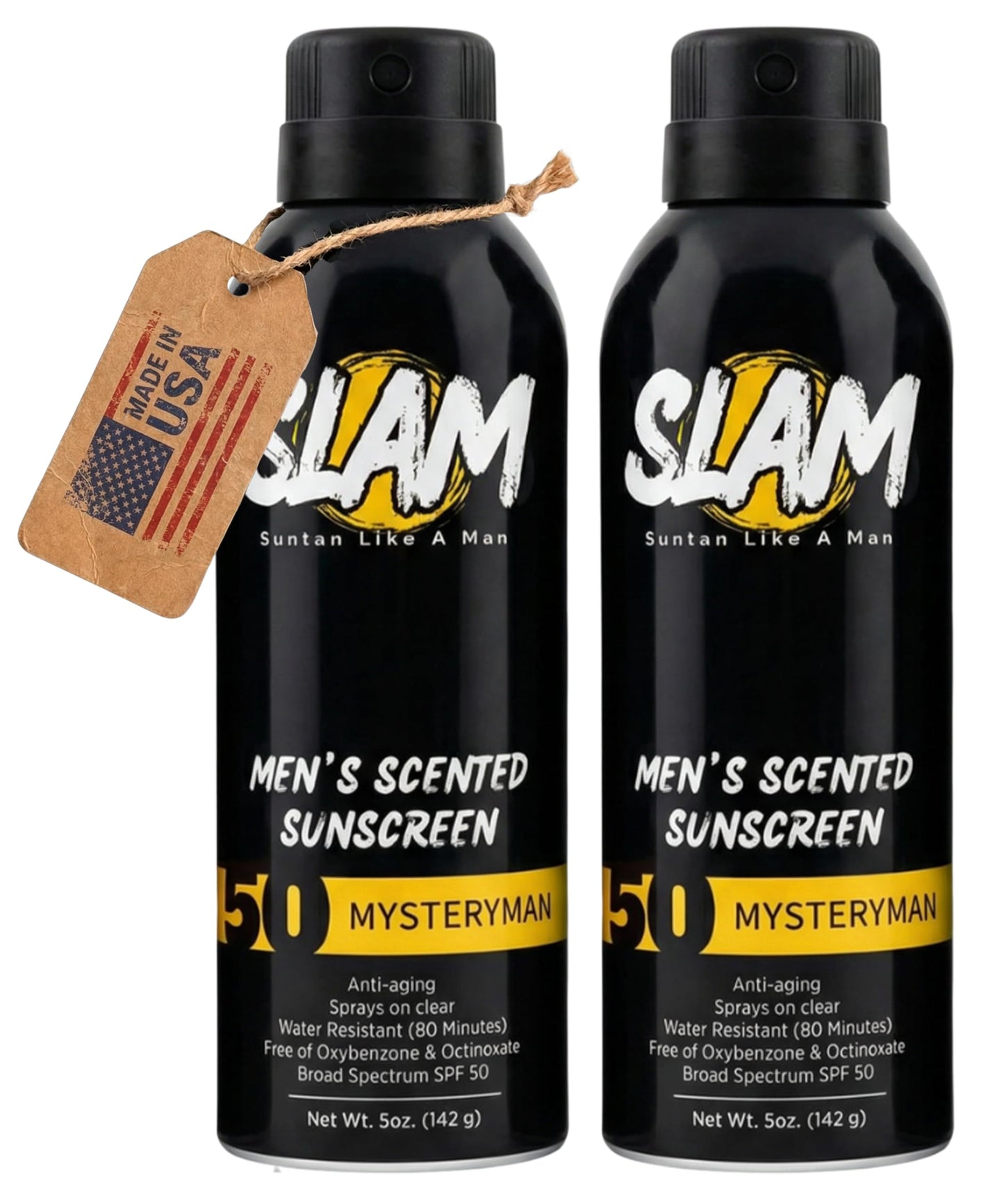 SLAM Men’s Sunscreen SPF 50 Spray - Broad Spectrum UVA/UVB Protection - Non-Greasy & No Harsh Chemicals - MysteryMan Sandalwood Tonka Bean Sage Beauty & Personal Care Slam Lotion