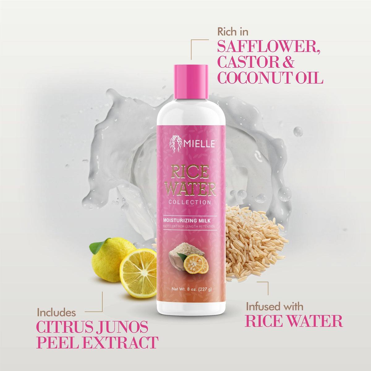 Mielle Rice Water Moisturizing Hair Milk For Curly, Kinky or Wavy Hair (8oz) Beauty & Personal Care Mielle Organics