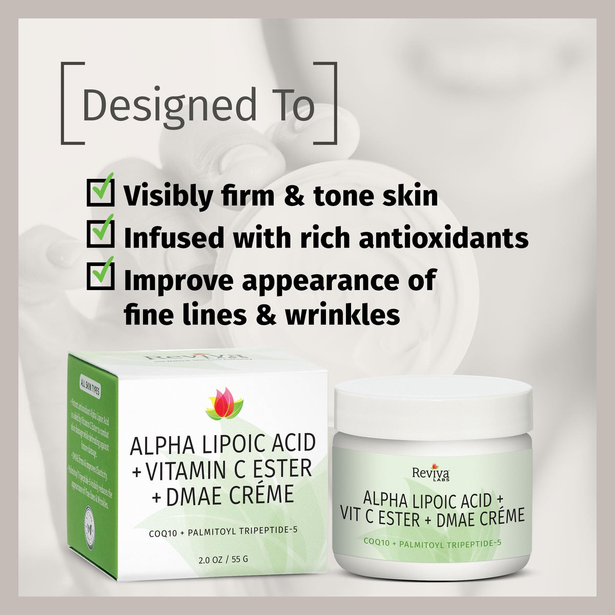 DMAE Firming Facial Cream, Alpha Lipoic Acid & Vitamin C Ester, 3-Pack 2 oz