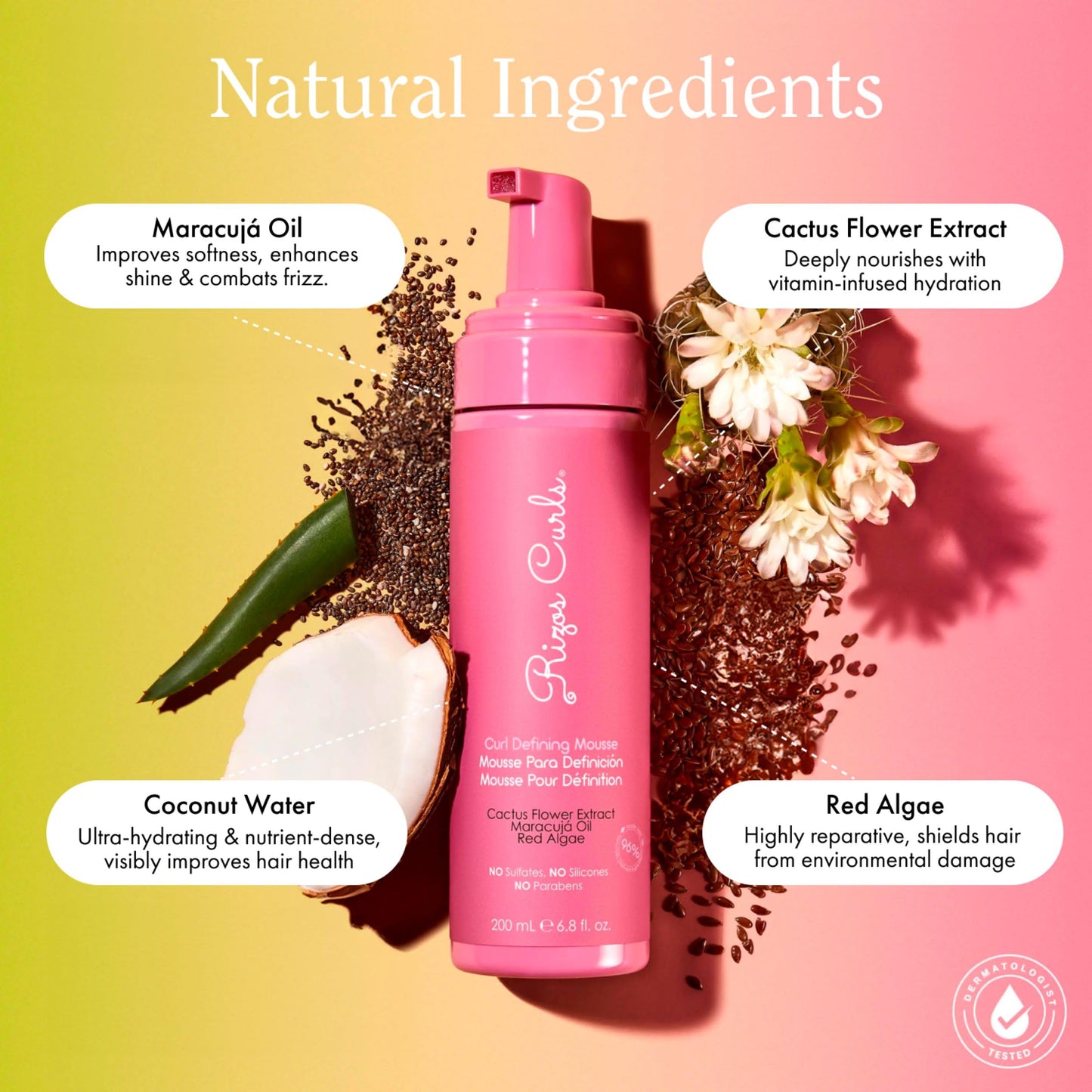 Rizos Curls Curl Defining Mousse - Lightweight Foam for Volume & Hydration - Shine & Definition for Every Curl Pattern: Wavy, Curly, Coily 1a-4c Hair Beauty & Personal Care Rizos Curls