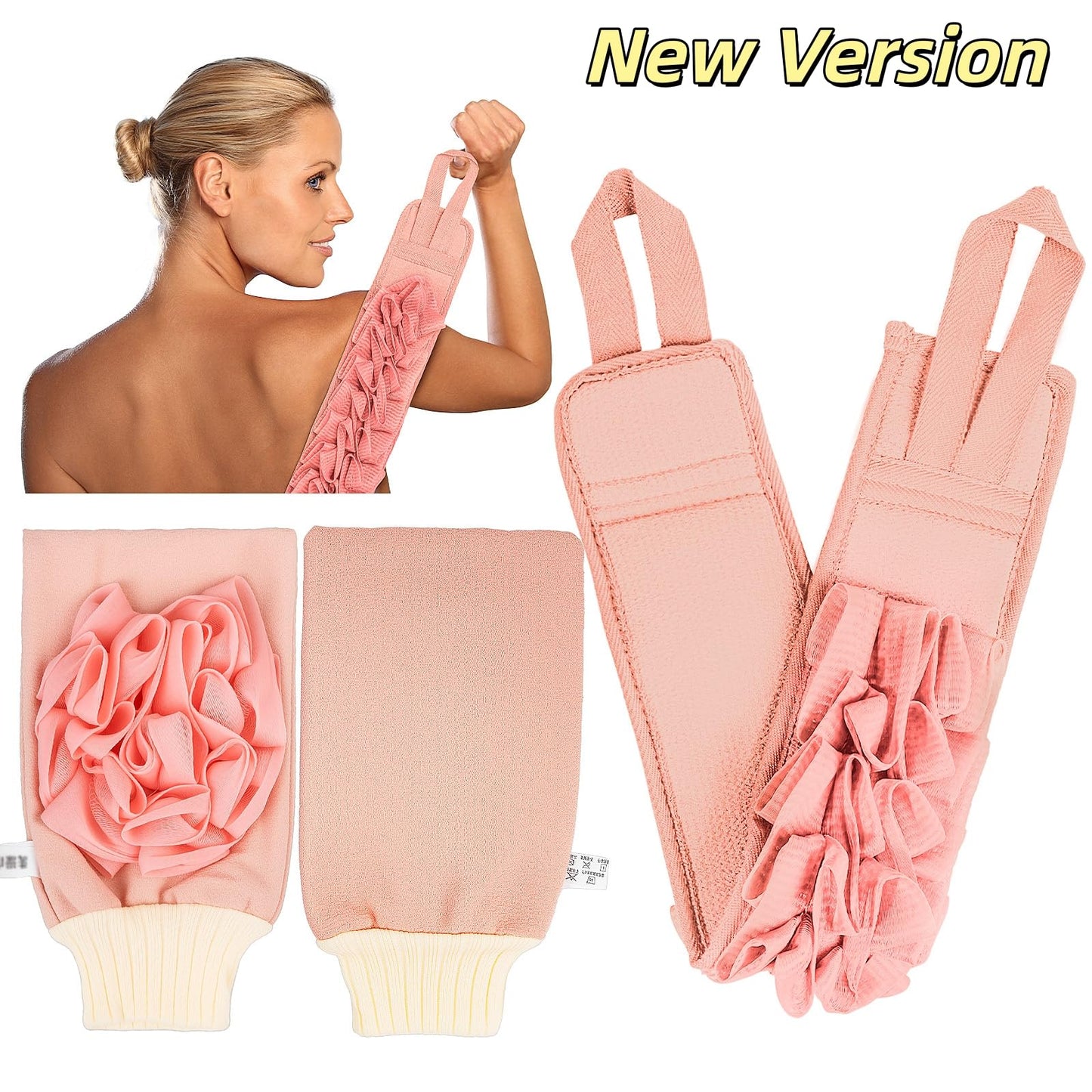 Deep Exfoliating Glove for Shower Double-Sided Mitt, with Extra Long Exfoliating Washcloth - Extreme Body & Back Scrubber for Shower, Massage Scrub Beauty and Personal Care kullder