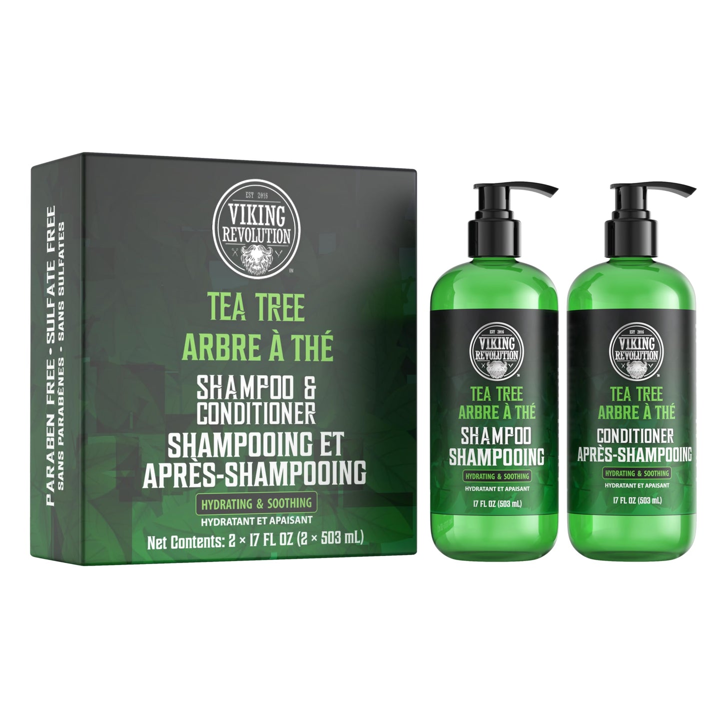 Viking Revolution Tea Tree Shampoo and Conditioner Set - Hydrates, Moisturizes & Soothes Dry and Itchy Scalps - With Natural Tea Tree Oil - 17 oz Beauty & Personal Care Viking Revolution