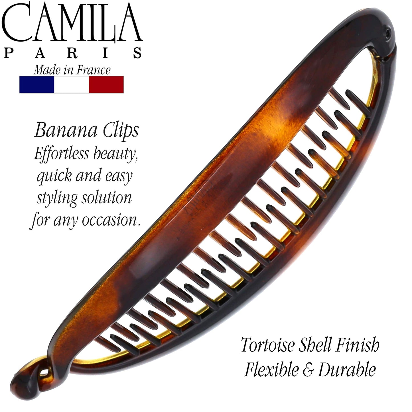 Camila Paris CP2 French Large Banana Clip Hair Comb, Classic Banana Clips Hair for Thick Hair Ponytail Holder Interlocking Styling Clip for Women Made Beauty & Personal Care Camila