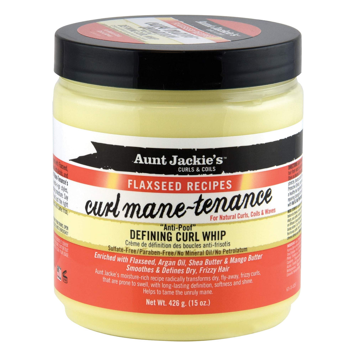 Aunt Jackie's Flaxseed Recipes Curl Mane-tenance, Lightwieght Anti-Poof Defining Curl Whip, Enriched with Flaxseed, Argan Oil and Shea Butter, Great Beauty & Personal Care Aunt Jackie's
