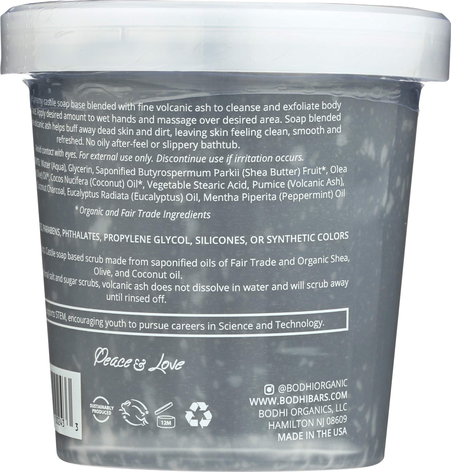 BODHI HANDMADE SOAP Eucalyptus Spa Charcoal Detox Whipped Soap Body Scrub, 14 OZ Beauty & Personal Care BODHI