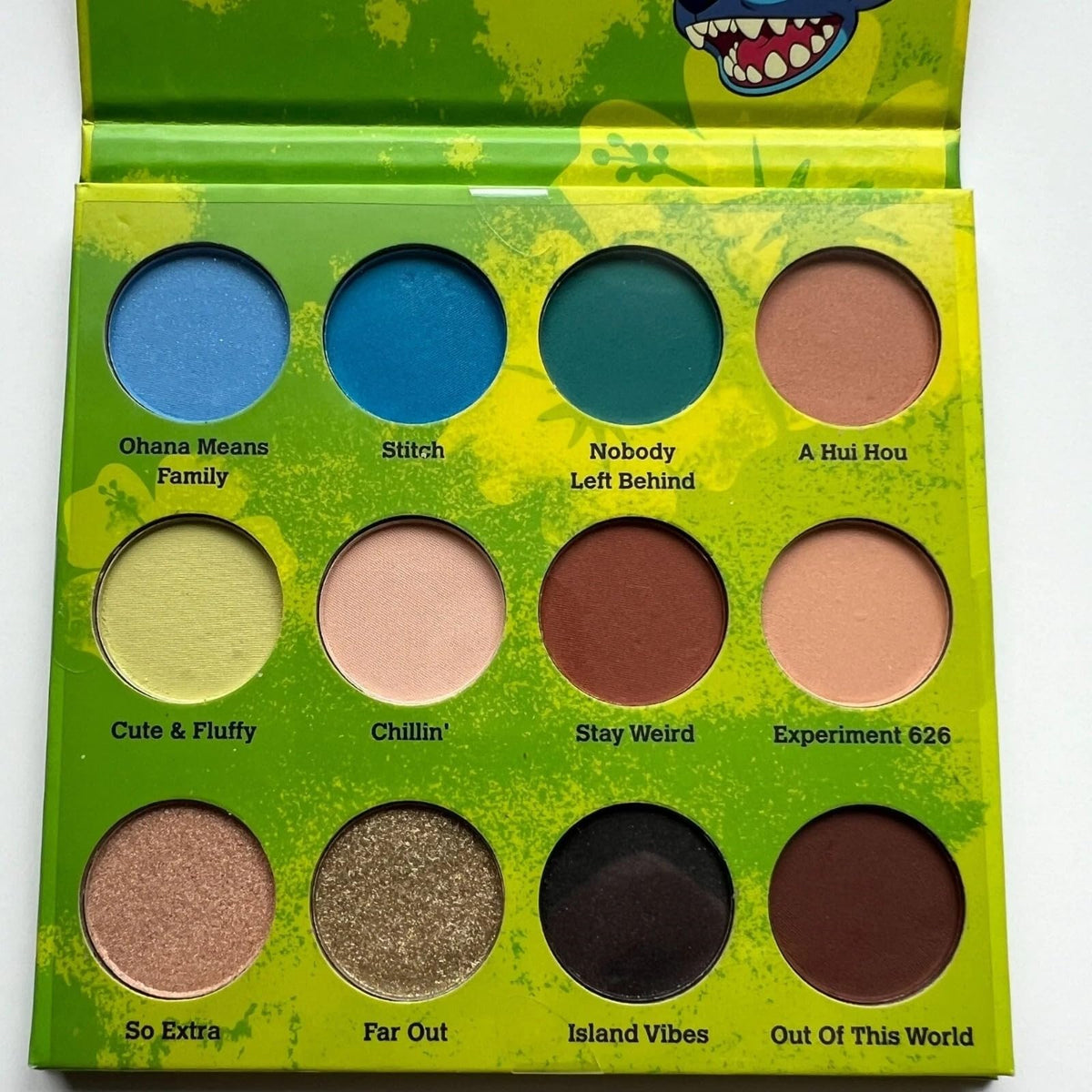 Taste Beauty Disney Stitch 12-Color Eyeshadow Palette Tropical Design