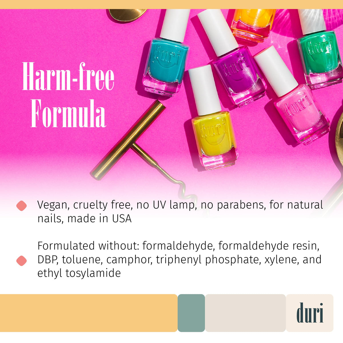 duri Nail Polish - Warm Color Collection, Glossy Finish, Fast Drying, Full Coverage, Long Lasting, 0.45 Fl Oz, Flamingo Frose