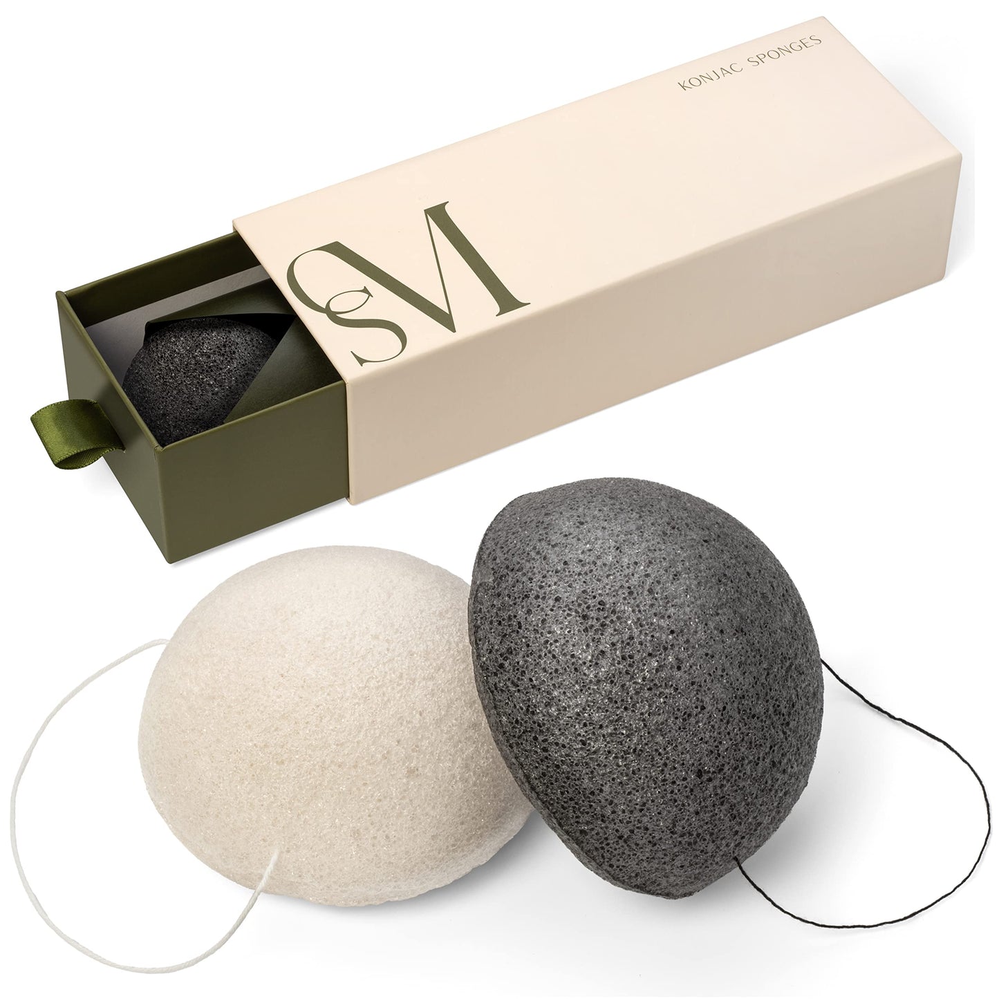 CSM Organic Konjac Sponges 3-Pack for Gentle Exfoliating - Facial Cleansing Sponge with Activated Bamboo Charcoal to Clean Pores, Remove Impurities Beauty & Personal Care C.S.M