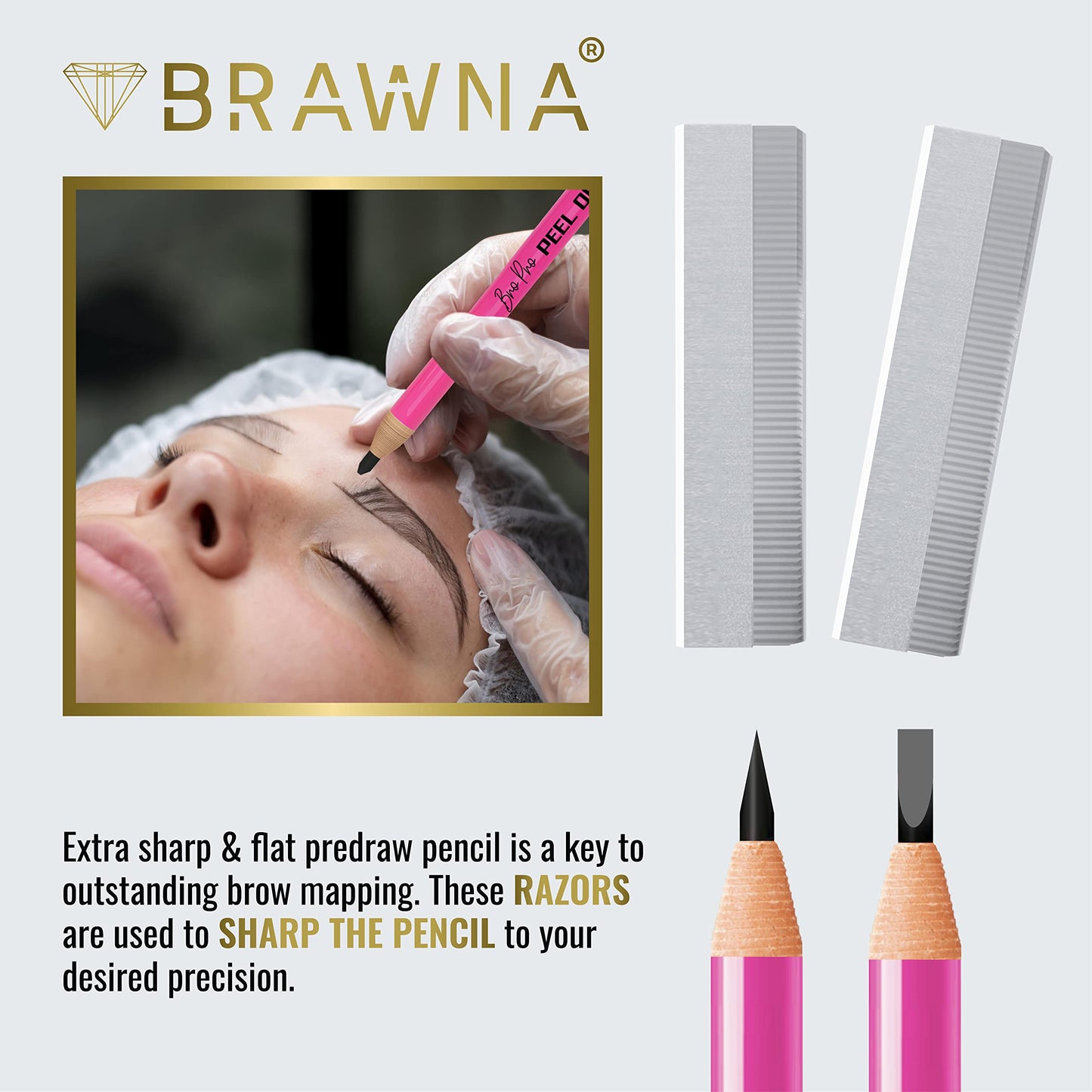 BRAWNA PMU Supplies Eyebrow Razor Blades - Stainless Steel Single Edge Razor Blades - Eyebrow Pencil Shaper - Duckbill - Shape Pencil Sharpening Tool Beauty and Personal Care BRAWNA