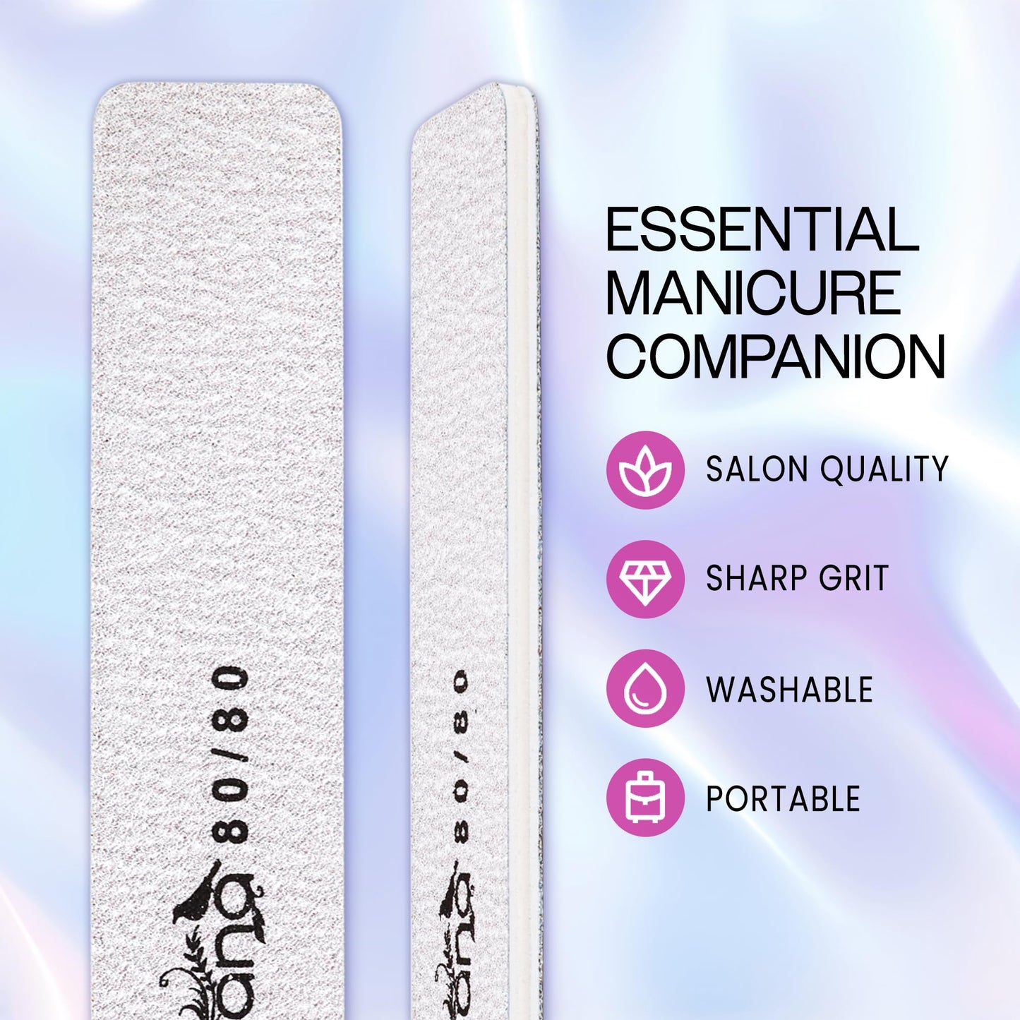 10pcs - PANA Jumbo Double-Sided Emery Nail File for Manicure, Pedicure, Natural, and Acrylic Nails - Zebra (Grit 80/80) Beauty & Personal Care PANA