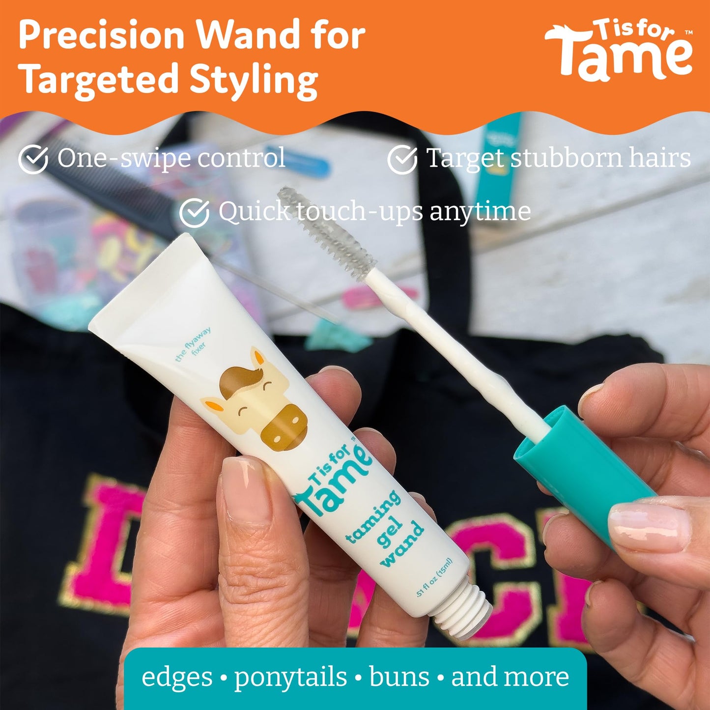 T is for Tame - Hair Taming Gel & Wand Bundle - Natural Kids Hair Styling Set for Frizz, Flyaways & Baby Hairs - Gentle Hold Gel + Vegan Flyaway Wand Beauty & Personal Care T is for Tame