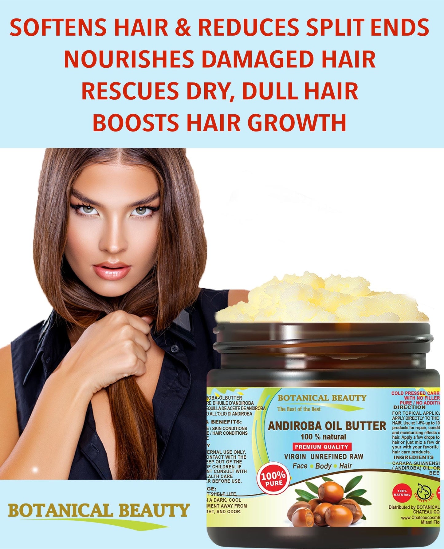 Botanical Beauty Andiroba Oil Butter Raw Pure Natural VIRGIN UNREFINED Cold-Pressed for Face, Skin, Body, Hair, Lip, Nails. Rich in Vitamin E, Vitamin Beauty & Personal Care Botanical Beauty