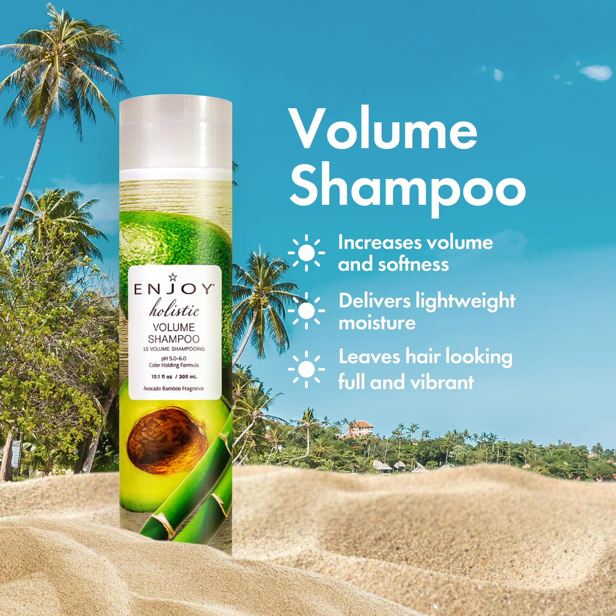 Enjoy Holistic Volume Shampoo for Fine Hair, Lightweight Moisture & Body Boost, Softening & Detangling Formula, Free From Sulfates Silicones Parabens,