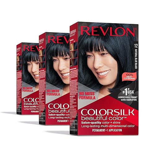 Revlon Colorsilk Beautiful Color Permanent Hair Color, (OLD VERSION) 12 Natural Blue Black (Pack of 3) Beauty & Personal Care REVLON