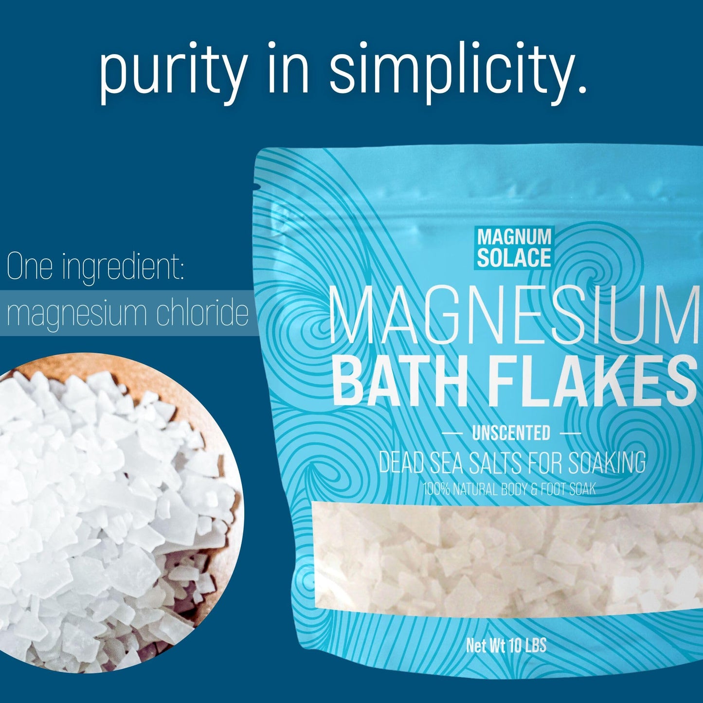 Magnesium Flakes for Bath - Magnesium Chloride Flakes - Dead Sea Salts for Soaking, 3.0 LBS Beauty and Personal Care Magnum Solace
