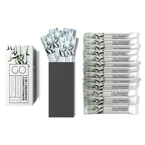 Travel Size Shampoo and Conditioner Set of 20 - 2 in 1 Single Use Travel Shampoo and Conditioner (Sulfate Free) - Hotel Amenities, Homeless Care Kit. Beauty & Personal Care Go Essentials