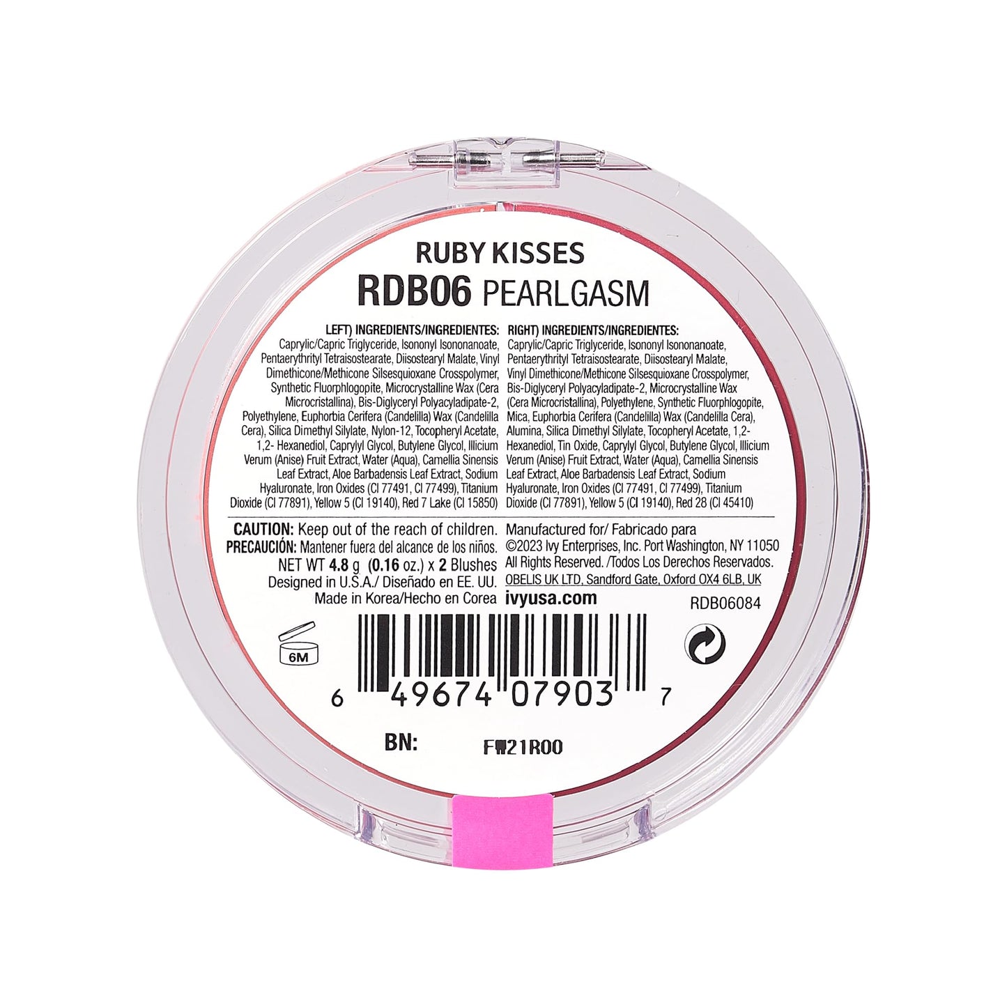 Ruby Kisses Duo Cream Blush, Smooth, Natural-Looking, Long-Lasting Face Makeup Blush for Cheeks, Lips, and Eyes, Buildable and Blendable, Infused Beauty & Personal Care Ruby Kisses