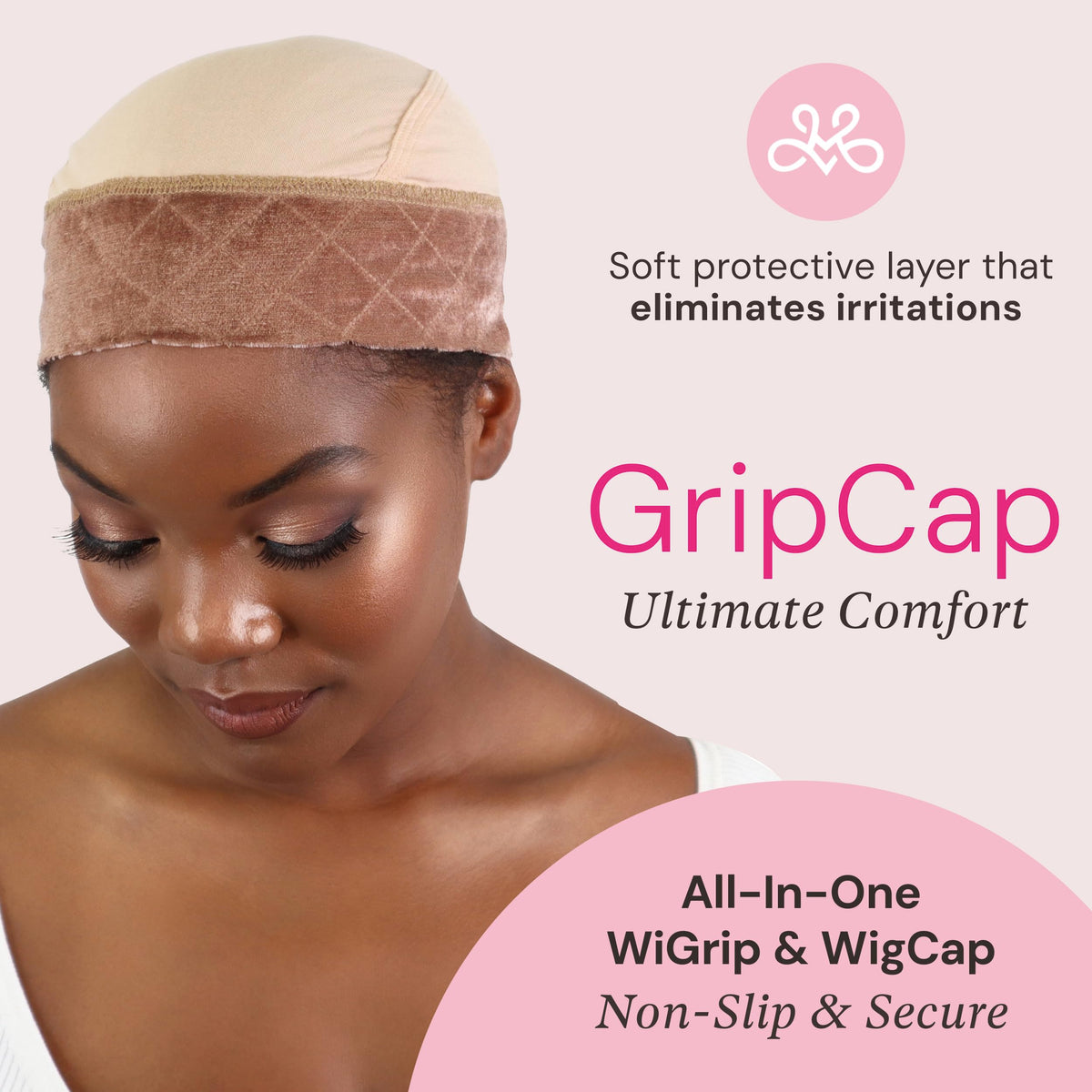 Milano Collection GripCap for Women, 2 in 1 Wig Cap with Grip Band Plus Wig Cap for Lace Frontals, Fully Adjustable, Comfortable, and Breathable