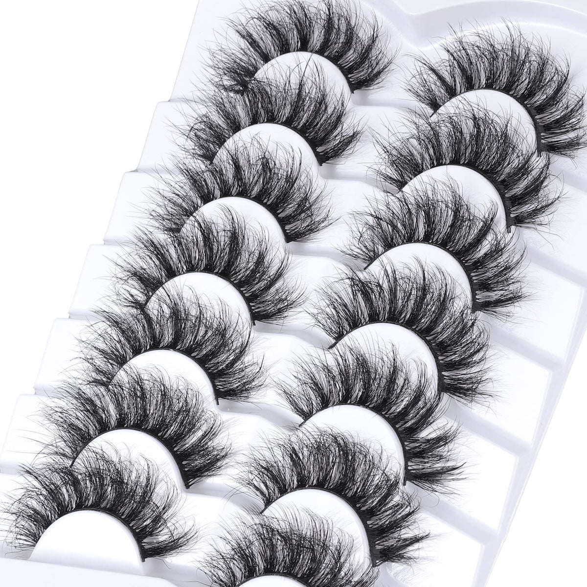 Mebver Lashes Eyelashes 8D Fluffy False Eyelashes Wispy Faux Mink Lashes Light Weight Fake Eyelashes Cat Eye Lashes 7 Pairs Pack, Black Beauty & Personal Care Mebver