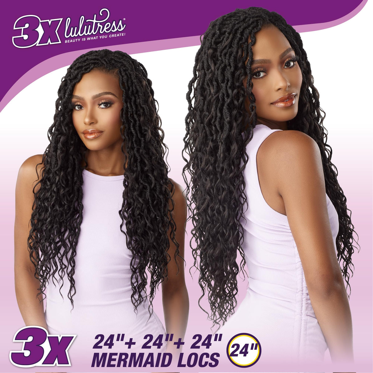 Sensationnel Lulutress Crochet Braids-3X Mermaid Locs 24in,1pk T1B/BG