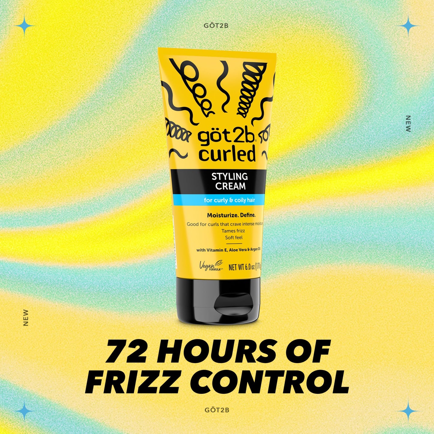 Got2B Curled Styling Cream, 6 Fl Oz, Curl Defining & Moisturizing Hair Cream for Coily & Curly Hair, Provides Frizz Control & Soft Feel for Type 3-4 Beauty & Personal Care Got2B