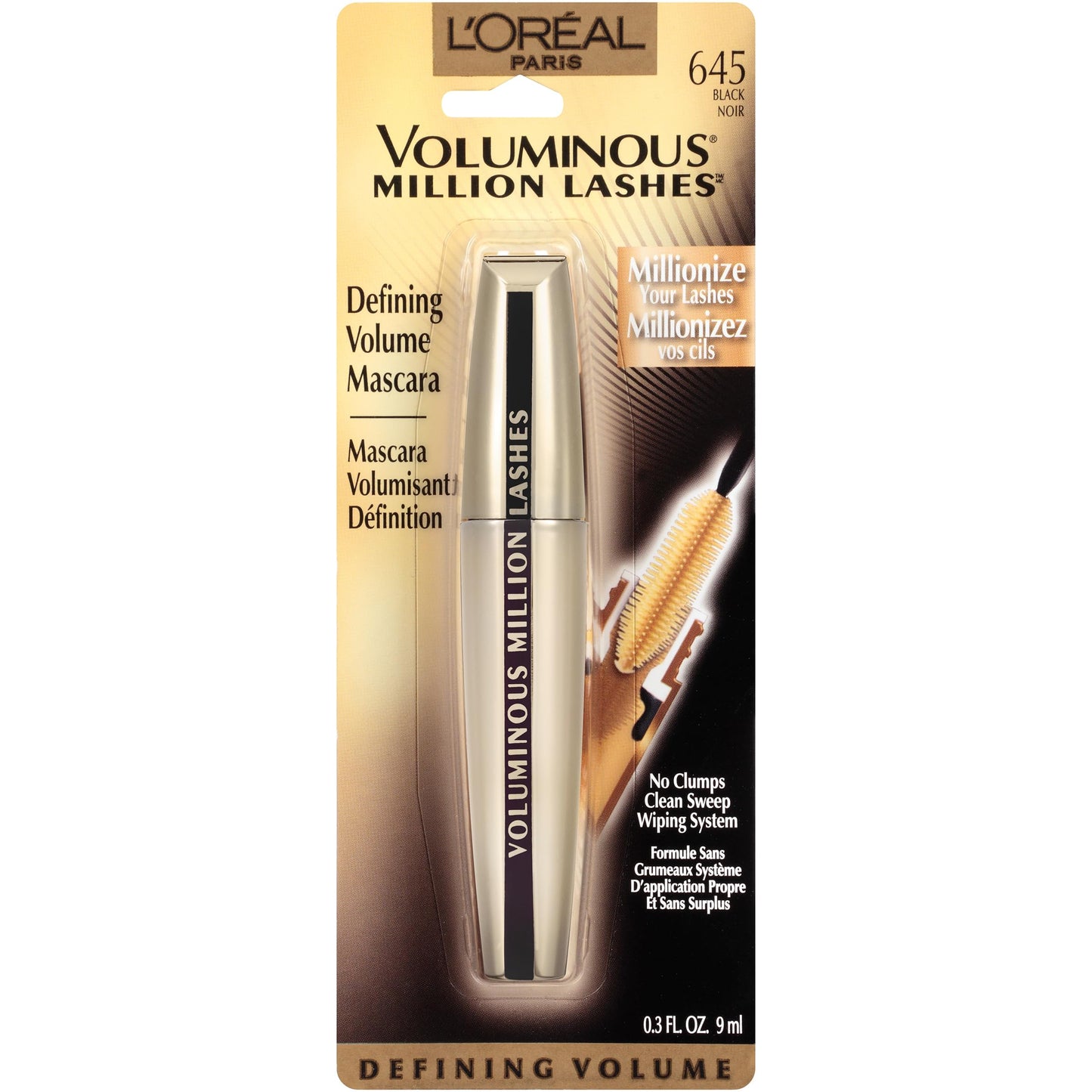 L’Oreal Paris Makeup Voluminous Million Lashes Mascara, Volumizing Collagen Infused Eye Makeup, Amplifying Mascara Brush, Washable, Black, 0.30 Fl Beauty & Personal Care L'Oreal Paris