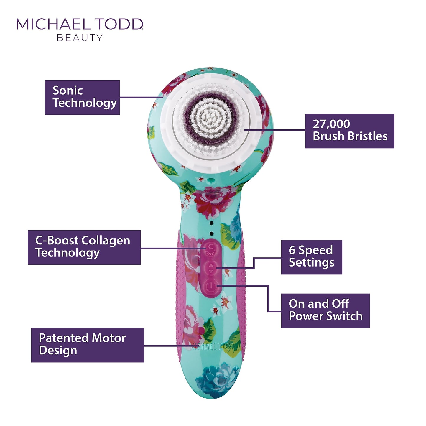 Michael Todd Beauty - Soniclear Elite - Facial Cleansing Brush System - 6-Speeds - Face Cleansing Brush & Exfoliating Body Scrubber Beauty & Personal Care MICHAEL TODD