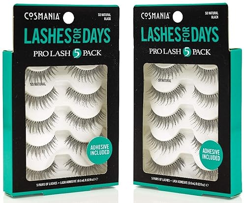 Cosmania Lashes for Days False Eyelashes (So Natural) - Easy to Apply, Natural Looking | Noticeably Fuller Looking Lashes | Adhesive Included | Beauty & Personal Care Cosmania