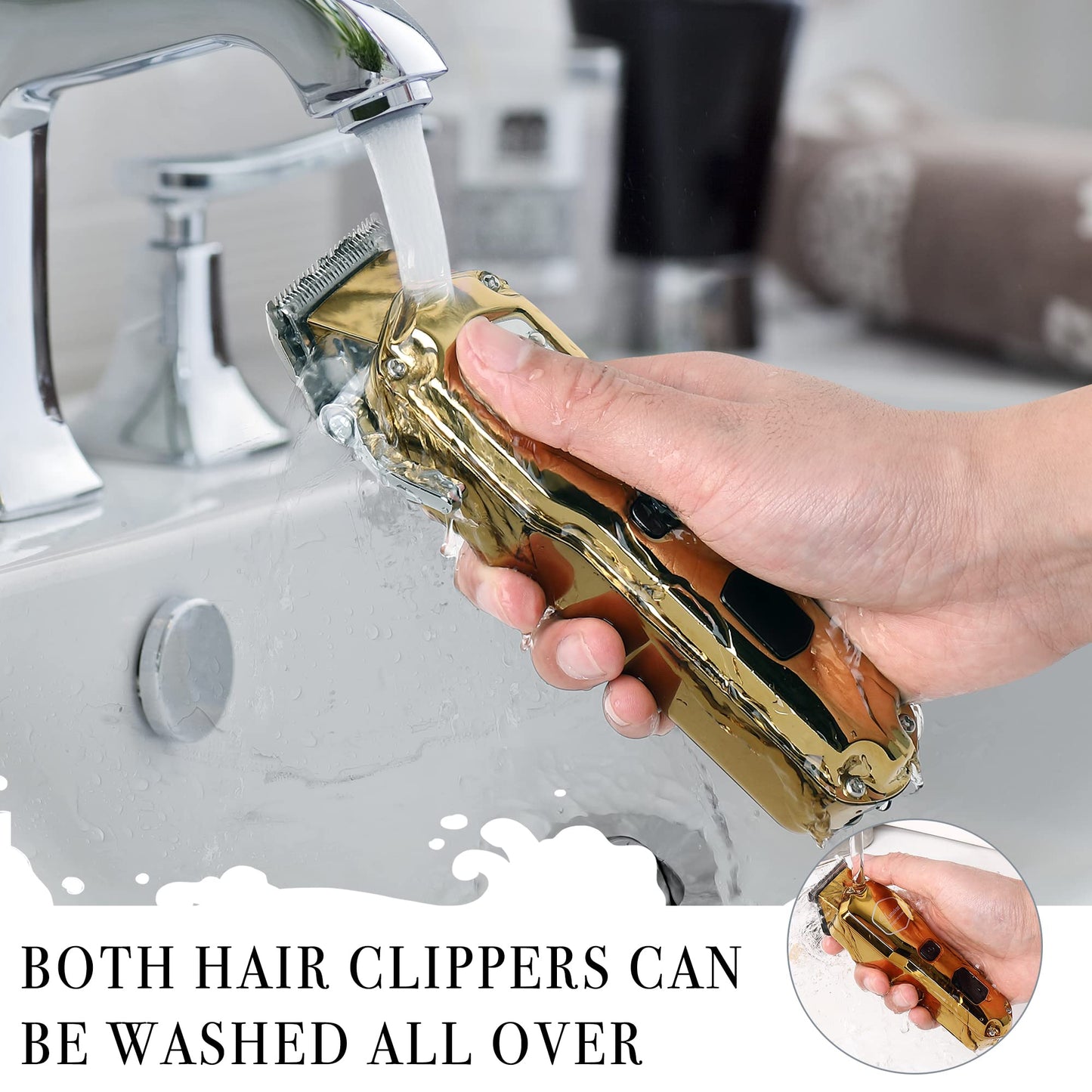 Hatteker Hair & Beard Trimmer Kit for Men - IPX7 Waterproof, T-Blade, Professional USB Rechargeable (Gold) Beauty and Personal Care Hatteker