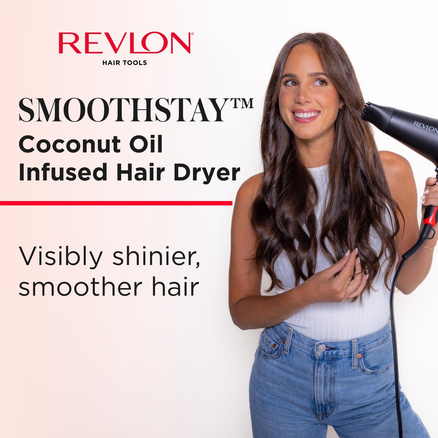 REVLON SmoothStay Coconut Oil Infused Hair Dryer with Diffuser & Concentrator - Ionic Ceramic Blow Dryer for Frizz Control, Shine, Smoothness Beauty & Personal Care REVLON