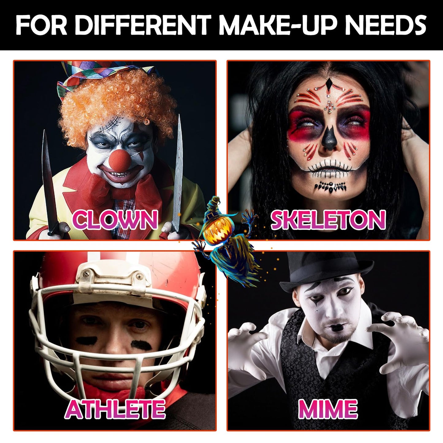 Black White Red Halloween Face Body Paint Kit,Clown Wheel Face Contour SFX Makeup Palette,Professional Waterproof Clown Face Painting Makeup Kit Beauty & Personal Care DWDiWen