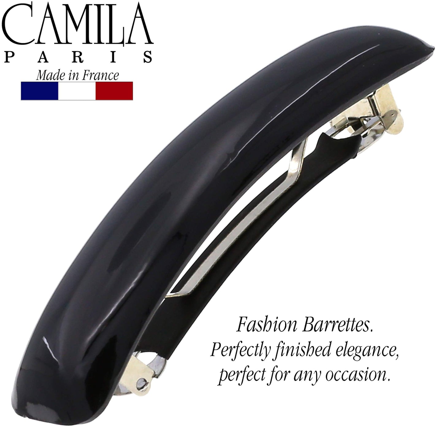 Camila Paris CP3019 French Hair Barrette Clip for Girls, Black, Rubberized Metal Clasp Strong Hold Grip Hair Clips for Women, No Slip Durable Beauty & Personal Care Camila