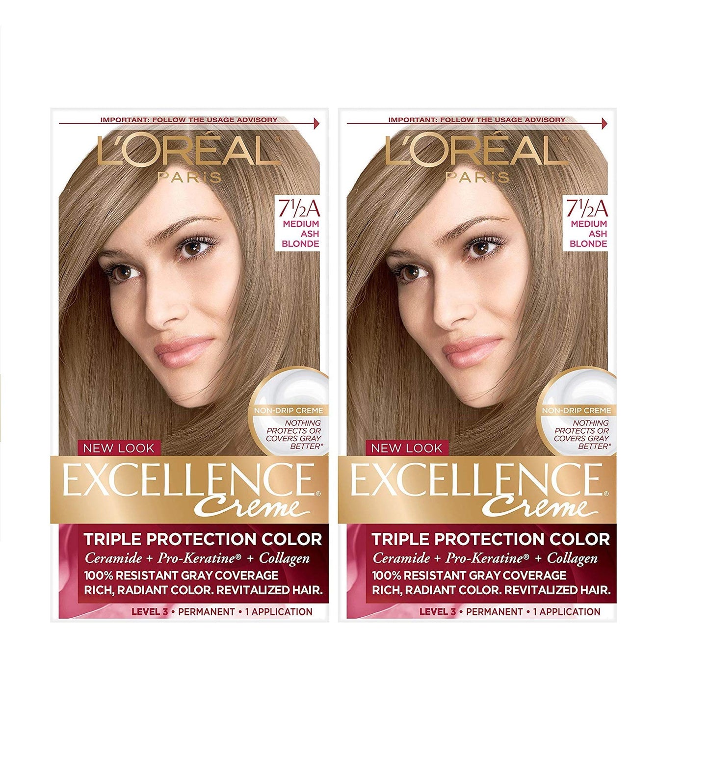 L'Oreal Paris Excellence Crème Permanent Hair Dye, Triple Care Hair Color with Pro-Keratine Complex for 100% Gray Hair Coverage, 7.5A Medium Ash Beauty & Personal Care L'Oreal Paris