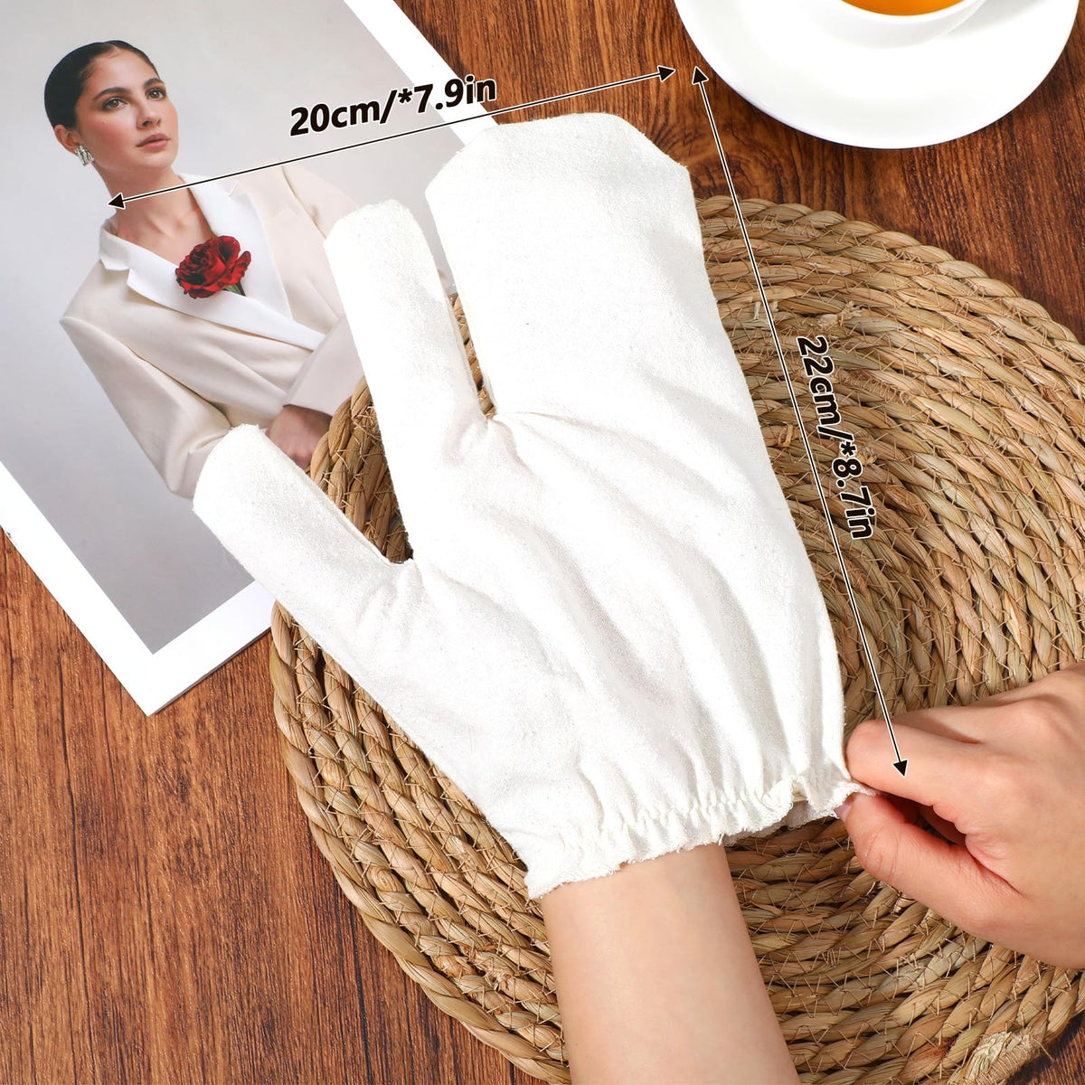 DOPENSPI 2PCS Gloves Raw Silk Massage with Elastic Wrist Bands, Raw Silk Gloves Exfoliating Glove for Ayurvedic Skin Brushing Massage Beauty and Personal Care DOPENSPI