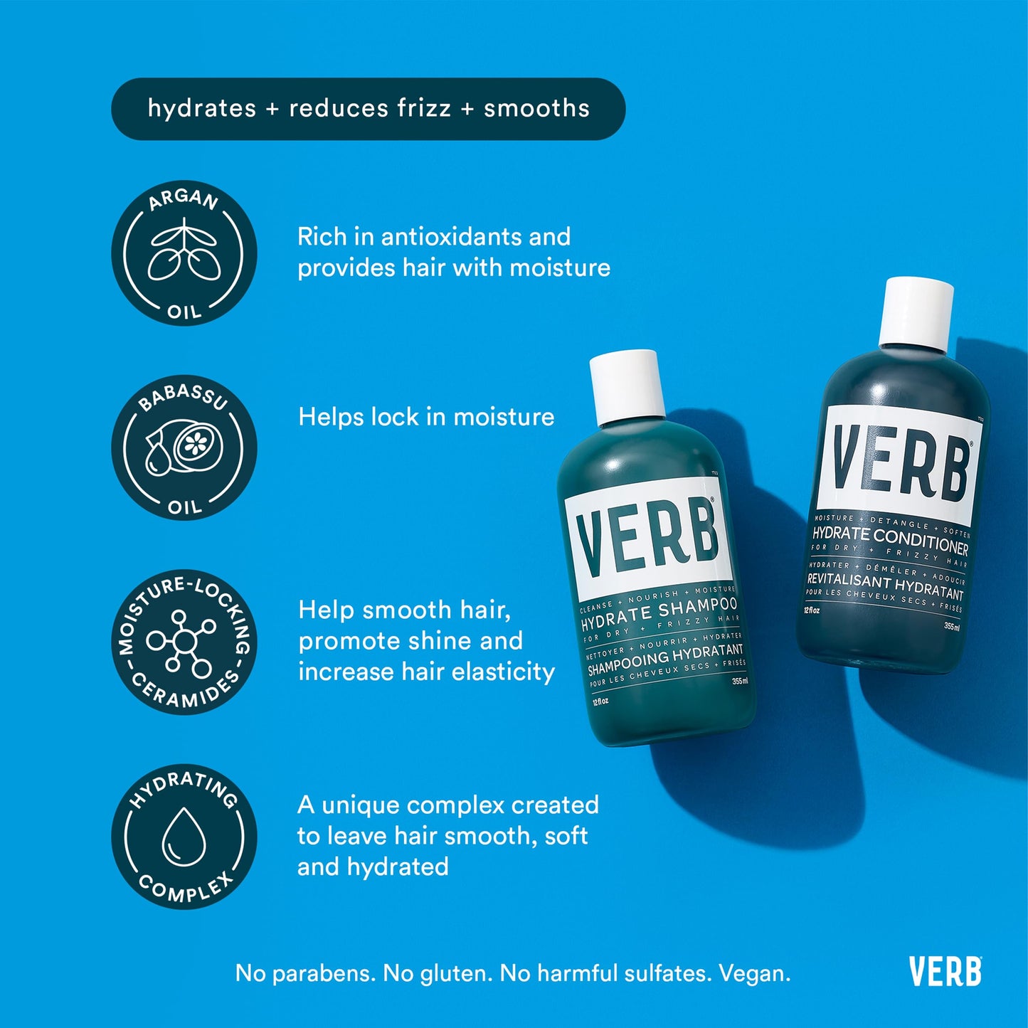 VERB Bold Moisture Hydrate Kit, 4 pc - Cleanses + Nourishes Dry + Frizzy Hair to Smooth + Reduce Frizz - Amber + Warm Jasmine Scent Beauty & Personal Care VERB