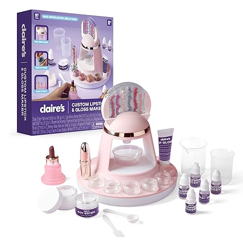 Claire's DIY Lipstick & Lip Gloss Making Kit, 97-Piece Real Makeup Arts & Crafts Set, Handmade Moisturizing Lip Glaze, Girl Toys & Cosmetic Products Beauty & Personal Care Claire's