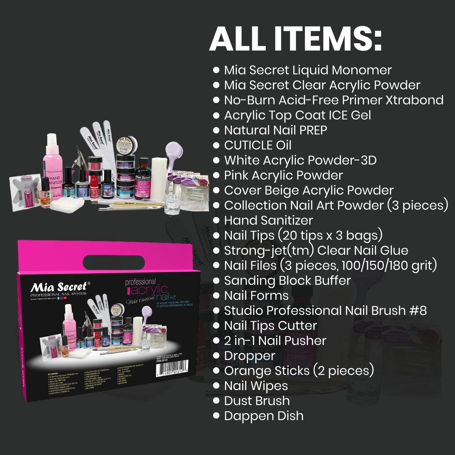 Mia Secret Professional Acrylic Nail Kit – Complete Beginner Set with Everything for Acrylic Nails, Full Kit de Uñas Acrílicas Completo Beauty & Personal Care Mia Secret