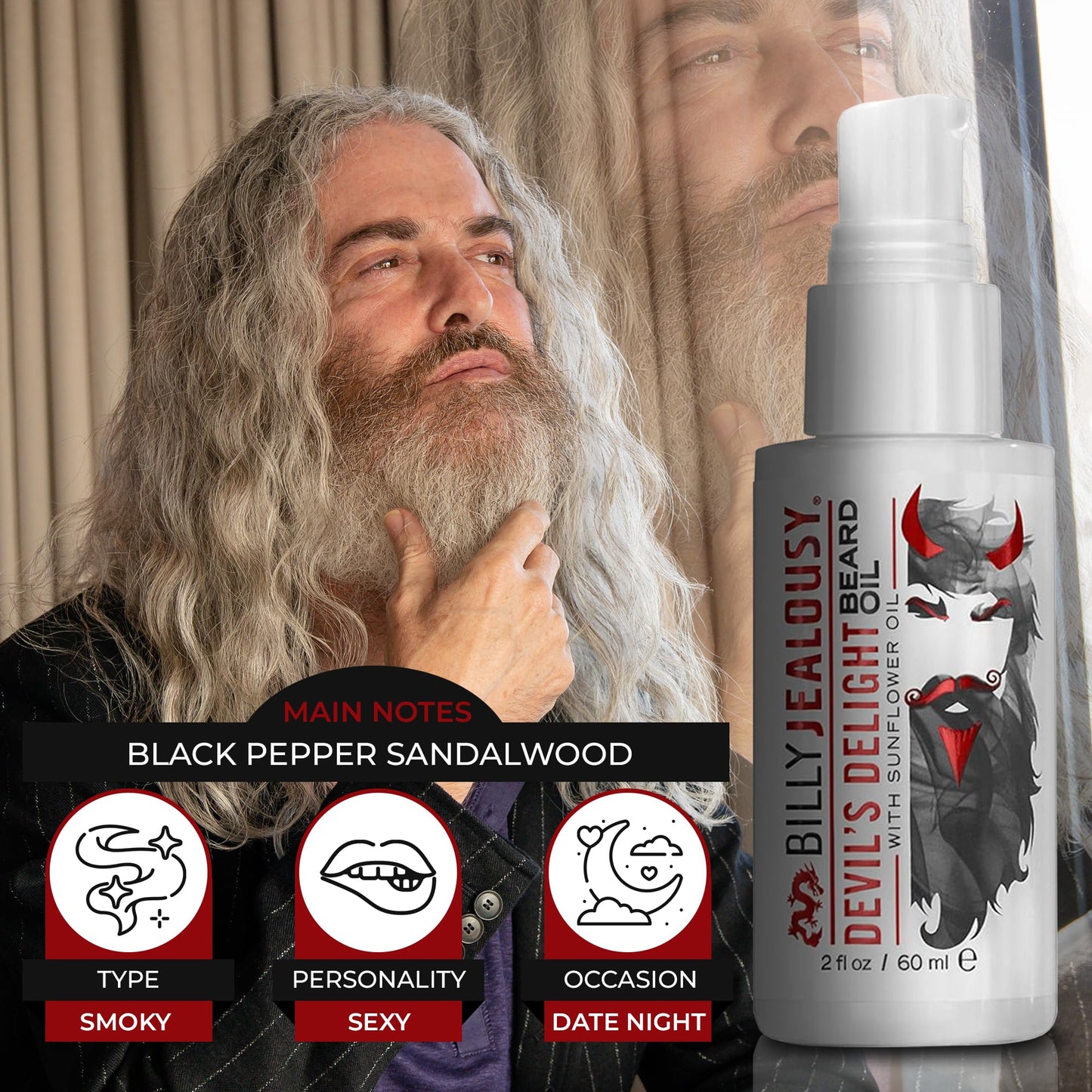 Billy Jealousy Beard Oil for Men, Weightless, Low Shine, and Hydrating Beard Moisturizer for Softer Hair, Helps Prevent Itching and Flakes, Devil's Beauty & Personal Care Billy Jealousy