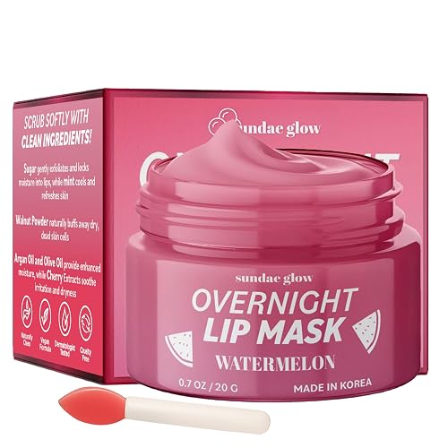 Sundae Glow Lip Mask with Watermelon - Overnight Lip Repair, Intense Hydration & Smoothing - Dermatologist Tested, Korean Skin Care - 95% Natural Beauty & Personal Care Sundae Glow