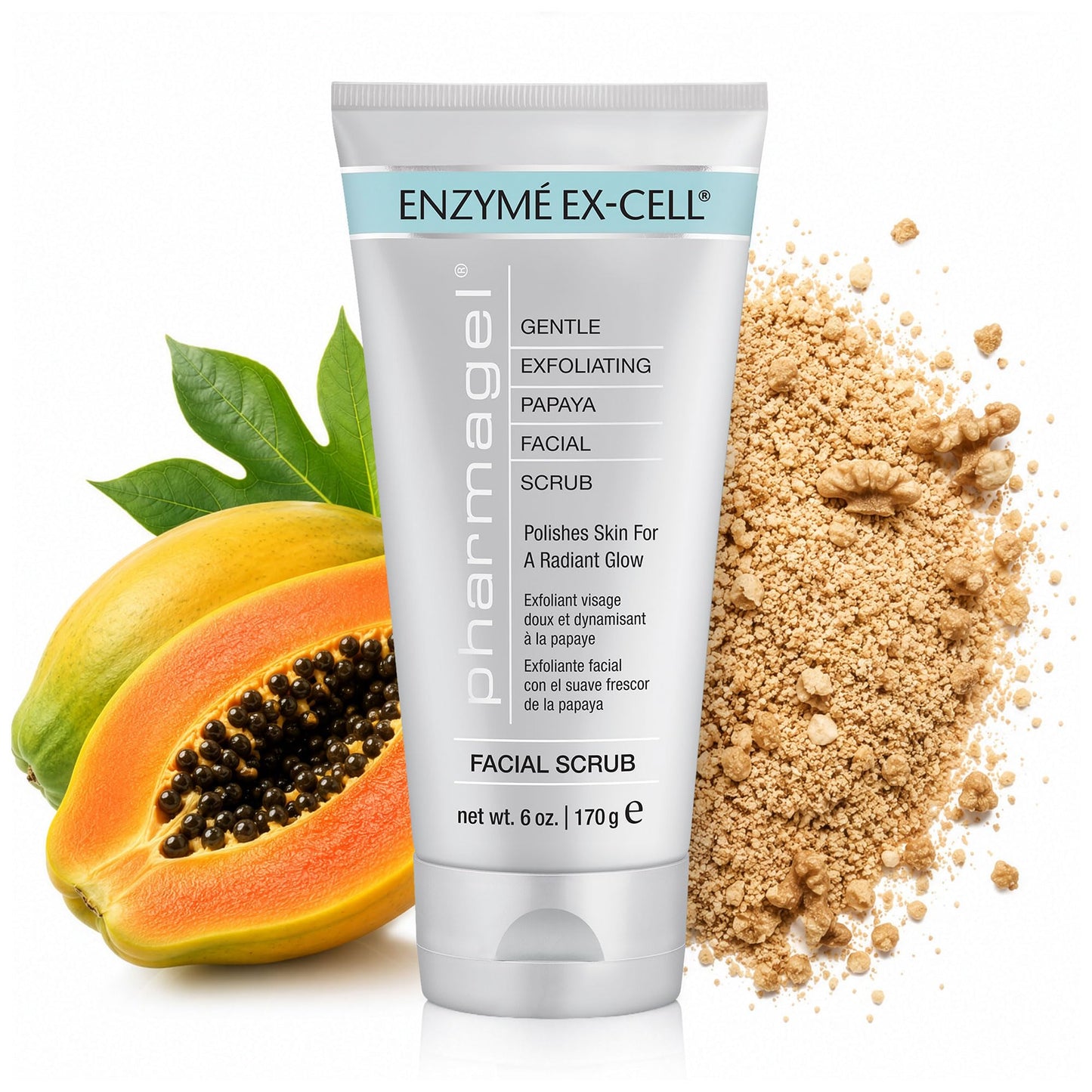 Pharmagel Enzyme Ex-Cell - Gentle Papaya Face Exfoliator Scrub for All Skin Types - 6 Ounces Beauty & Personal Care Pharmagel
