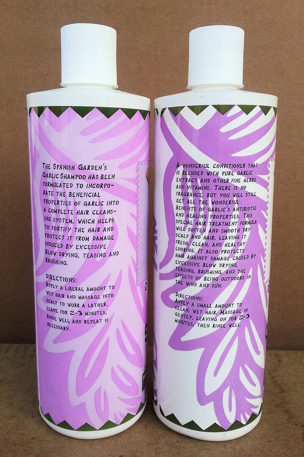 Original GARLIC Shampoo & Conditioner Set. Damaged Hair, Flaky Scalp Treatment Formula by Spanish Garden 16 oz (2 Pack) iwgl Beauty & Personal Care Spanish Garden