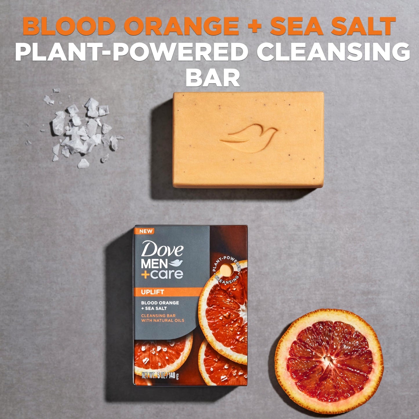 Dove Men+Care Cleansing Bar Soap Blood Orange + Sea Salt 4 Bars to Rebuild Skin in the Shower, a 4in1 Hair, Body, Face & Shaving Bar with Plant-Based Beauty and Personal Care DOVE MEN + CARE