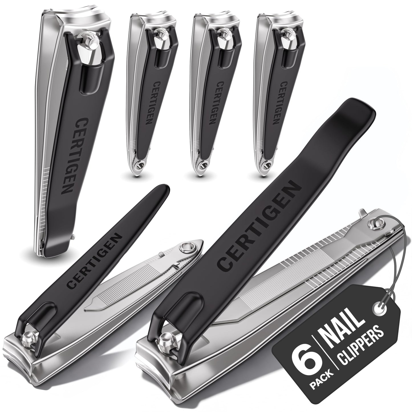 Nail Clippers Set 6 -Pack - Includes Toenail Clippers, Fingernail Clipper, and Finger Nail Clippers for Men and Women Adult, Toe Nail and Fingernail Beauty and Personal Care CERTIGEN Default Title