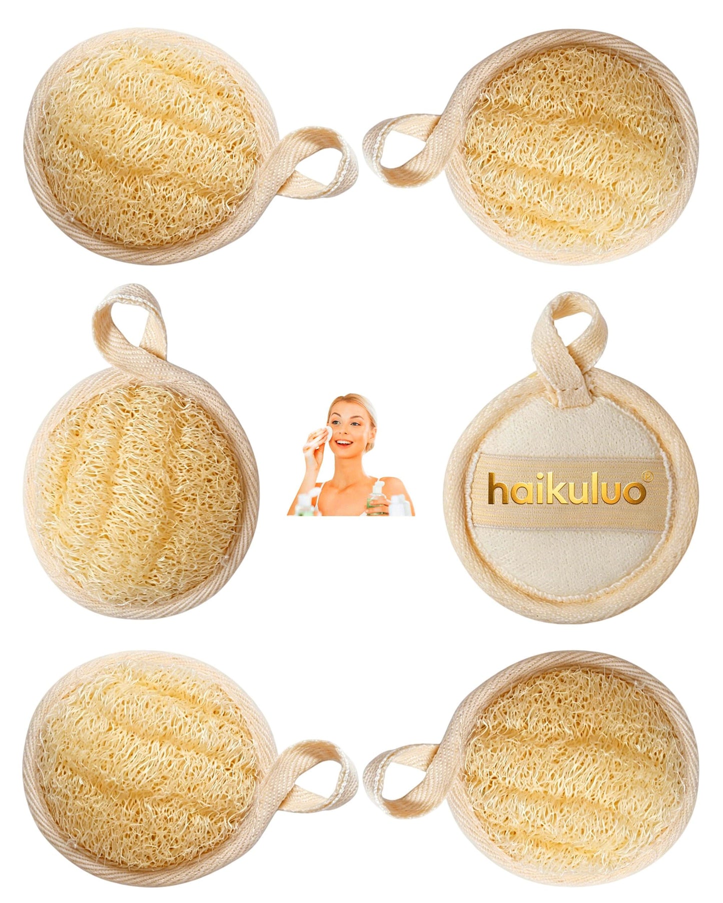 haikuluo Natural Loofah face Scrubber Pads, 6 Pack Beauty and Personal Care haikuluo