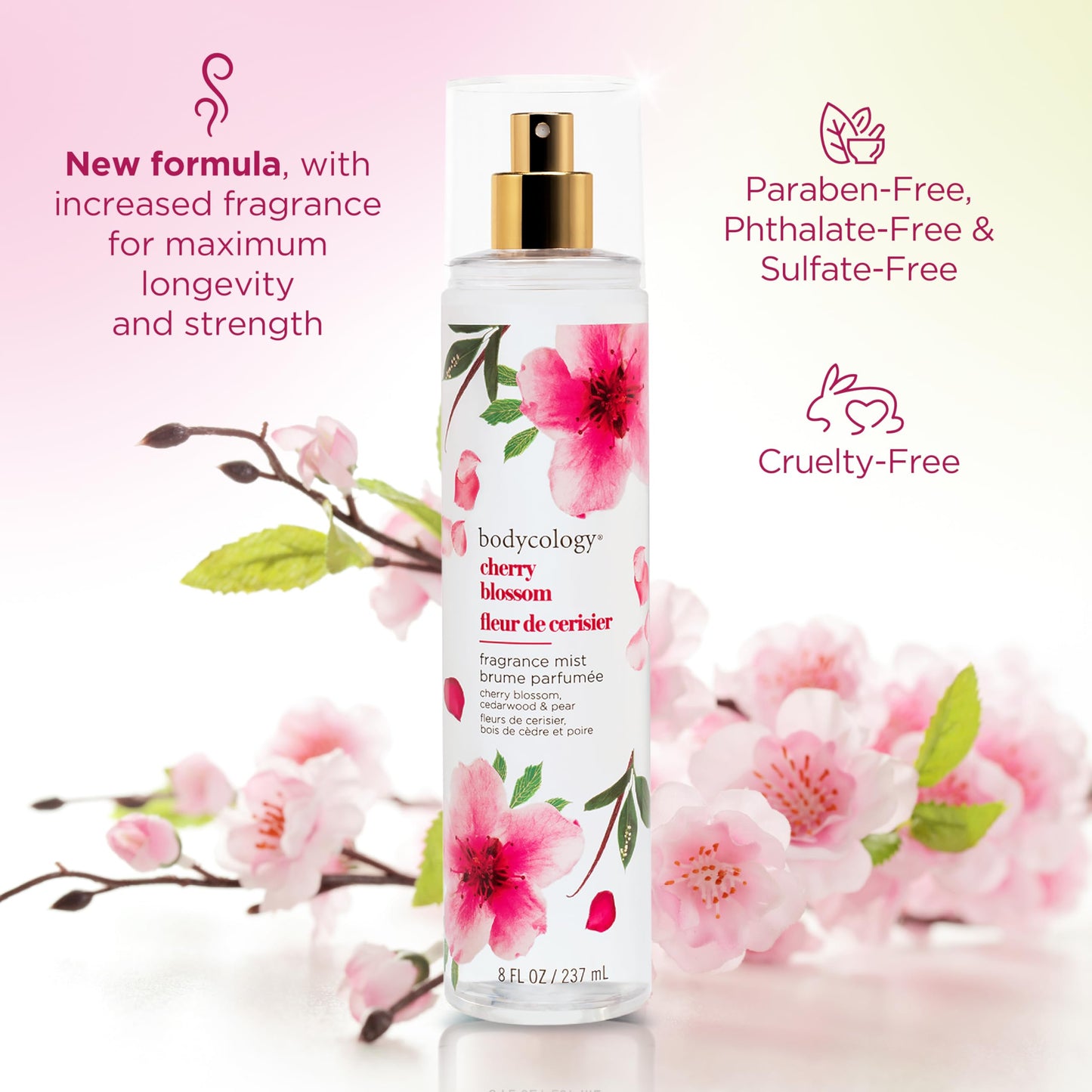 Bodycology Long-Lasting Fragrance Body Mist, Cherry Blossom, 8 fl oz Beauty & Personal Care Bodycology